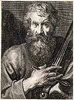 Photo of an engraving by Cornelus van Caukercken titled 'Saint Paul,' undated