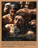 Click to enlarge this picture of Saul being baptized. Picture of Saul being baptized