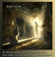 Click to enlarge this picture of Cornelius and his angel vision. AI picture of Cornelius and his angel vision
