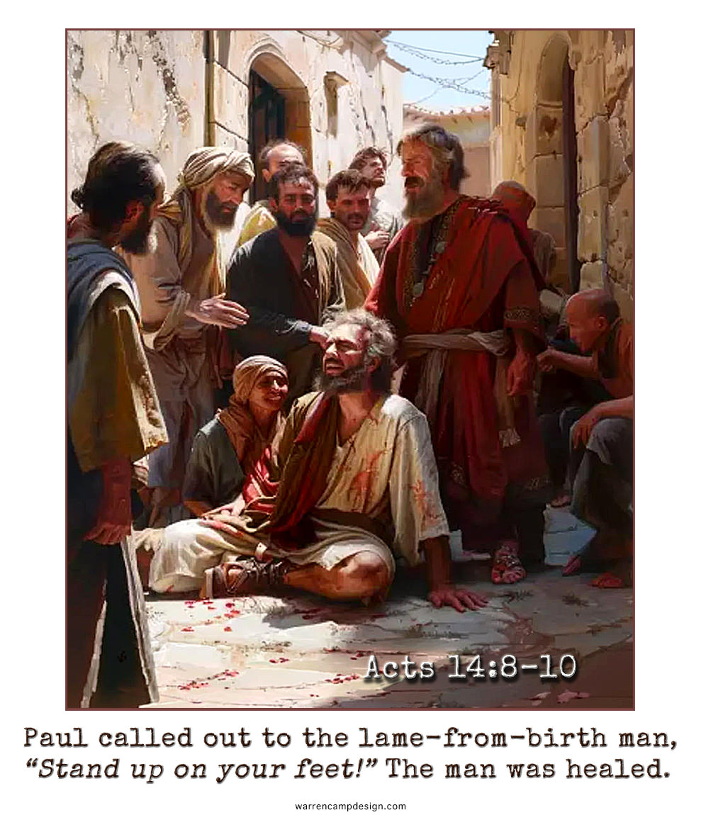 This is the enlarged photo of Acts 14:8–10. Action photo of Acts 14:8–10