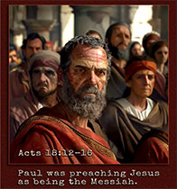 Click to enlarge this picture of Paul preaching Jesus as Messiah, Acts 18:12–16. Picture of Paul preaching Jesus as Messiah, Acts 18:12–16