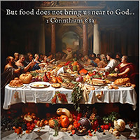 Enlarge Warren's enlarged custom Scripture picture of 1 Corinthians 8:8a. See the enlargement of Warren's custom Scripture picture of 1 Corinthians 8:8a.