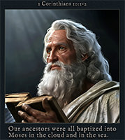 Click to enlarge Warren's 'Moses' picture of how Moses baptized many in the cloud and in the sea. Enlarging Warren's 'Moses' picture reveals how Moses baptized many in the cloud and in the sea.