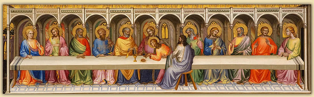 'The Last Supper,' painting on poplar wood altarpiece, by Lorenzo Monaco, 1394–1395