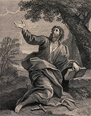 Photo of an undated engraving by Michel Dossier titled 'Apostle Paul'