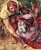 Photo of a painting by Michelangelo titled 'The Conversion of Paul,' c. 1542