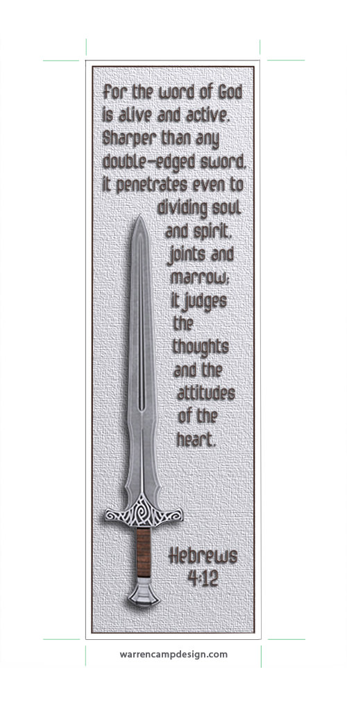 Warren Camp's custom bookmark highlighting Hebrews 4:12 Warren Camp's custom bookmark highlighting Hebrews 4:12