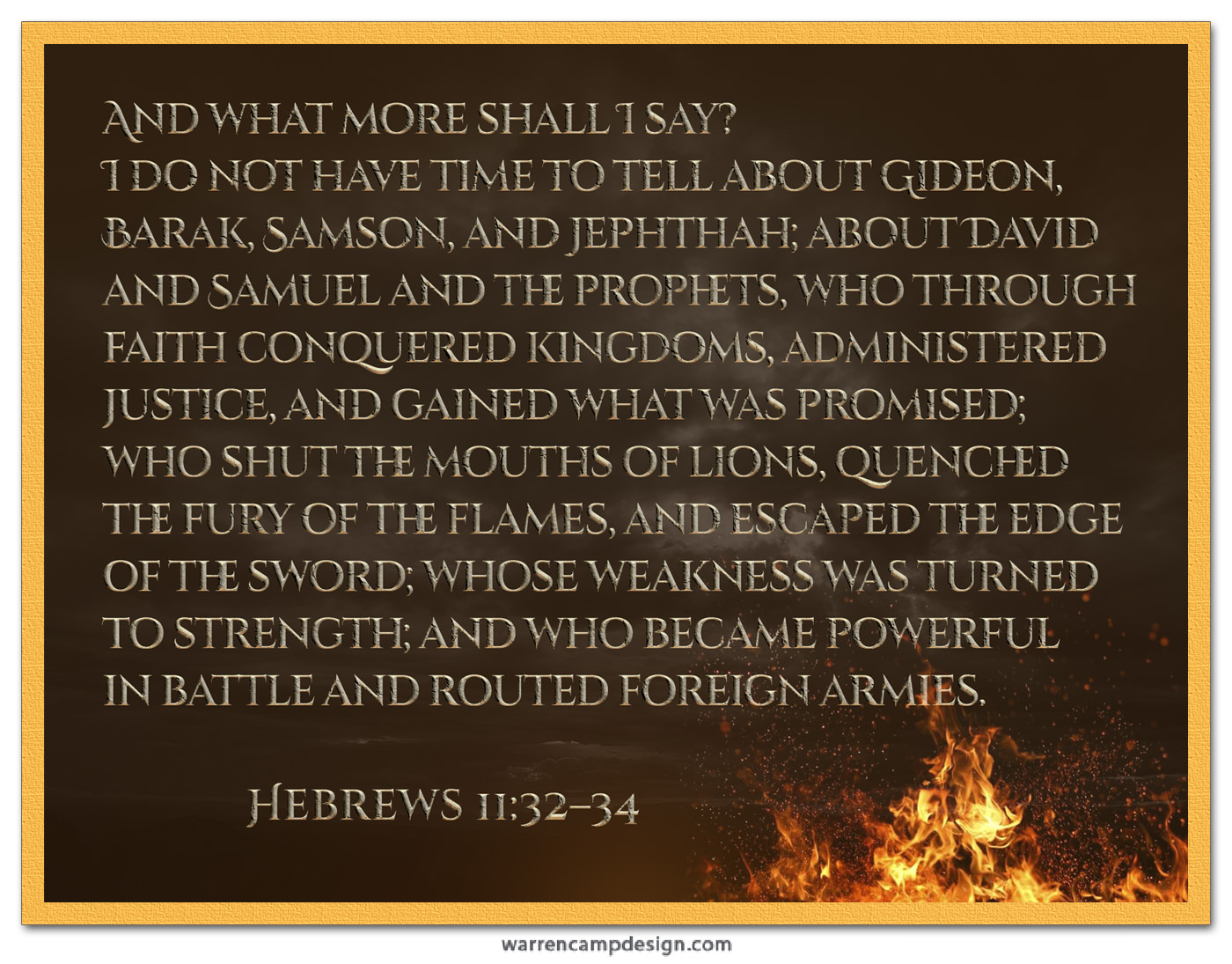 Scripture picture of Hebrews 11:32-34, emphasizing several of the Old Testament's faith-based heroes who suffered
