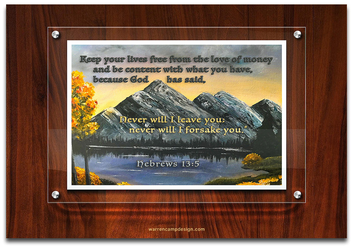 Scripture picture of Hebrews 13:5, emphasizing that God will not leave us nor forsake us