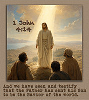 Click to enlarge Warren Camp's Scripture picture of 1 John 4:14. Warren Camp's Scripture picture of 1 John 4:14
