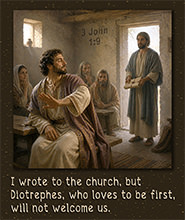 Click to enlarge Warren Camp's styled image of '3 John v. 9.' Warren Camp's styled image of '3 John v. 9'