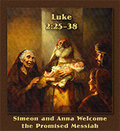 Click to enlarge this Scripture painting of Luke 2:25–38. Scripture painting of Luke 2:25–38 from gospelimages.com