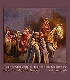 Click to enlarge this Scripture painting of Luke 14:21b. Scripture painting of Luke 14:21b from gospelimages.com