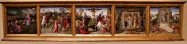 Pentatych image of Benvenuto di Giovanni's 'Passion of Our Lord' Altarpiece