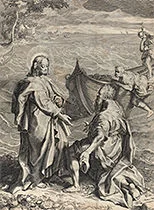 'Christ and Saint Peter' engraving by an unknown artist