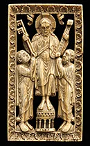 'Christ Presenting the Keys to Saint Peter' German Romanesque carving