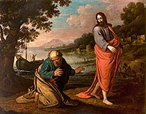 'Christ Rebuking or Calling St Peter,' painting by a Flemish School artist