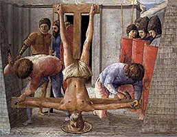 'Crucifixion of St Peter' painting by Masaccio