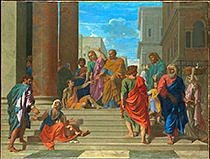 'Saints Peter and John Healing the Lame Man' painting by Nicolas Poussin