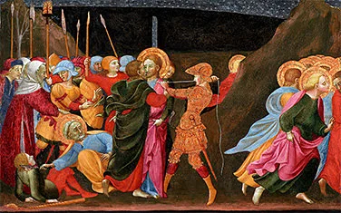 'The Betrayal of Christ' tempera-on-panel painting by Il Sassetta (Stefano di Giovanni)