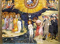 'John the Baptist Baptizes Jesus' painting by Lorenzo Salimbeni