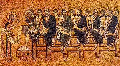 'Christ Washing the Apostles Feet' mosaic by an unknown artist