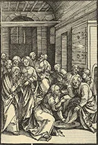 'Christ Washing Saint Peter's Feet' woodcut by Hans Leonardt Schäufelein