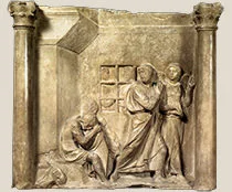 'Deliverance of St Peter from Prison' marble sculpture by Luca della Robbia