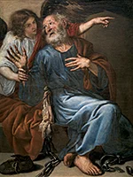'Saint Peter Freed by an Angel' painting by Antonio de Pareda