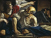 'Saint Peter Freed by an Angel' painting by Giovanni Francesco Barbieri, aka, Guercino