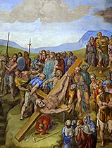 'Crucifixion of Saint Peter' fresco painting by Michelangelo Buonarroti