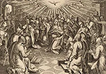 'Pentecost' engraved print by Philip Galle