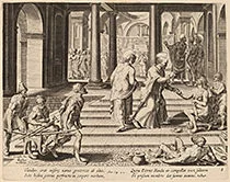'Saints Peter and John Heal a Cripple' engraving by Philip Galle