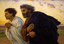 'Peter and John Running to the Tomb' painting by Eugène Burnand