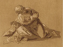 'A Crouching Apostle' etching by Adam von Bartsch