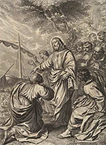 'Christ Giving Custody of His Herds to St Peters' engraved print by Grégoire Huret