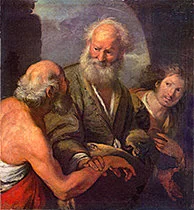 'St Peter Cures the Lame Beggar,' painting by Bernardo Strozzi