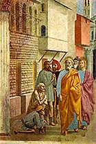 'St Peter Heals the Sick with His Shadow' fresco painting by Masaccio
