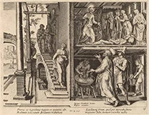 'The Raising of Tabitha' engraving by Philip Galle