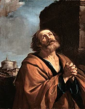 'Saint Peter Penitent' painting by Giovanni Francesco Barbieri, aka, Guercino