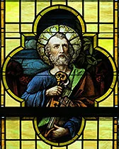Stained glass featuring 'Saint Peter'