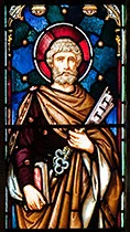 Stained glass featuring 'Apostle Peter'