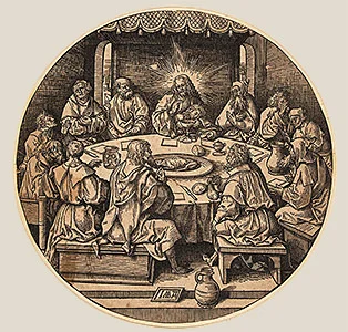 'The Last Supper' woodcut by Jacob Cornelisz van Oostsanen