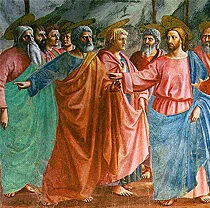 Detail #2 of 'The Tribute Money' painting by Masaccio