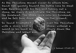 Click to enlarge Warren Camp's Scripture picture of 1 Samuel 17:48–50 NIV. Warren Camp's Scripture picture of 1 Samuel 17:48–50 NIV