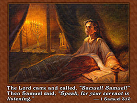 Click to enlarge this artwork of the Lord calling young Samuel. The Lord calling young Samuel