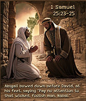 Click to enlarge Warren Camp's Scripture picture of 1 Samuel 25:23–25. Warren Camp's Scripture picture of 1 Samuel 25:23–25