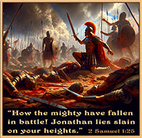 Click to enlarge Warren Camp's Scripture picture of 2 Samuel 1:25 NIV. Warren Camp's Scripture picture of 2 Samuel 1:25 NIV