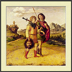 Click to enlarge Warren Camp's framed picture of Giovanni Battista Cima's c. 1507 painting of 'David and Jonathan.' Warren Camp's framed picture of Giovanni Battista Cima's c. 1507 painting of 'David and Jonathan.'