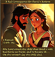 Click to enlarge this artwork of the death of David and Bathsheba's first child. The death of David and Bathsheba's first child
